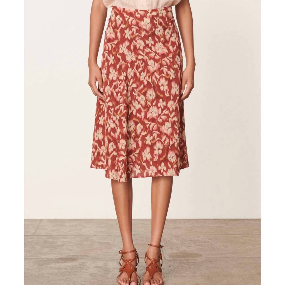 NEW VANESSABRUNO philae midi skirt in red